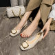 Soft leather milk shoes women's thick heel 2024 spring new fairy wind gentle heel shoes plus size women's shoes 34-41