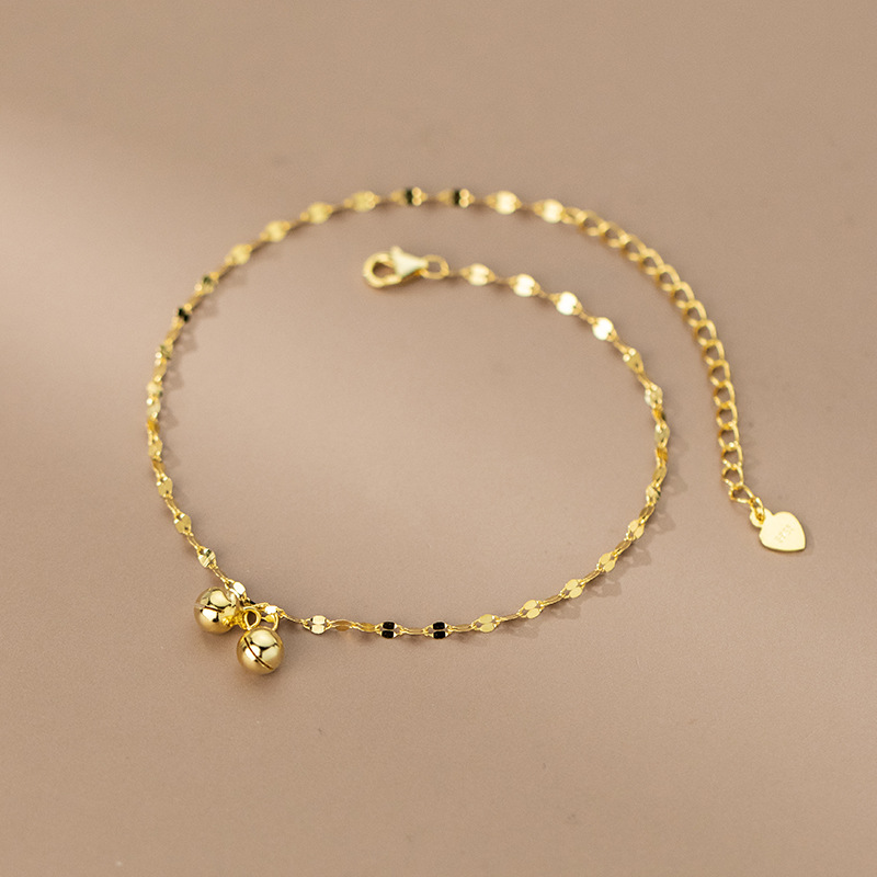 Eloch s925 plata labio de campana cadena de tobillo coreano simple pequeño temperamento fresco pie joyería S4753