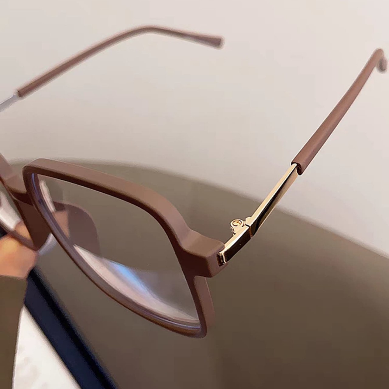 Unisex Stylish Square Frame Color Changing Minimalist Versatile TR Semi Metal Anti Blue Light Non Prescription Glasses For Everyday Use_voghion.com
