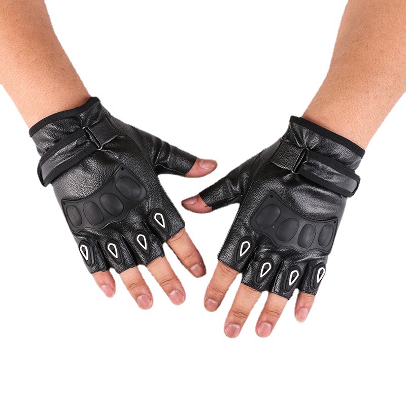 Deportes ciclismo medio dedo guantes nuevos hombres y mujeres moda transpirable bicicleta táctica al aire libre fitness pu guantes de cuero