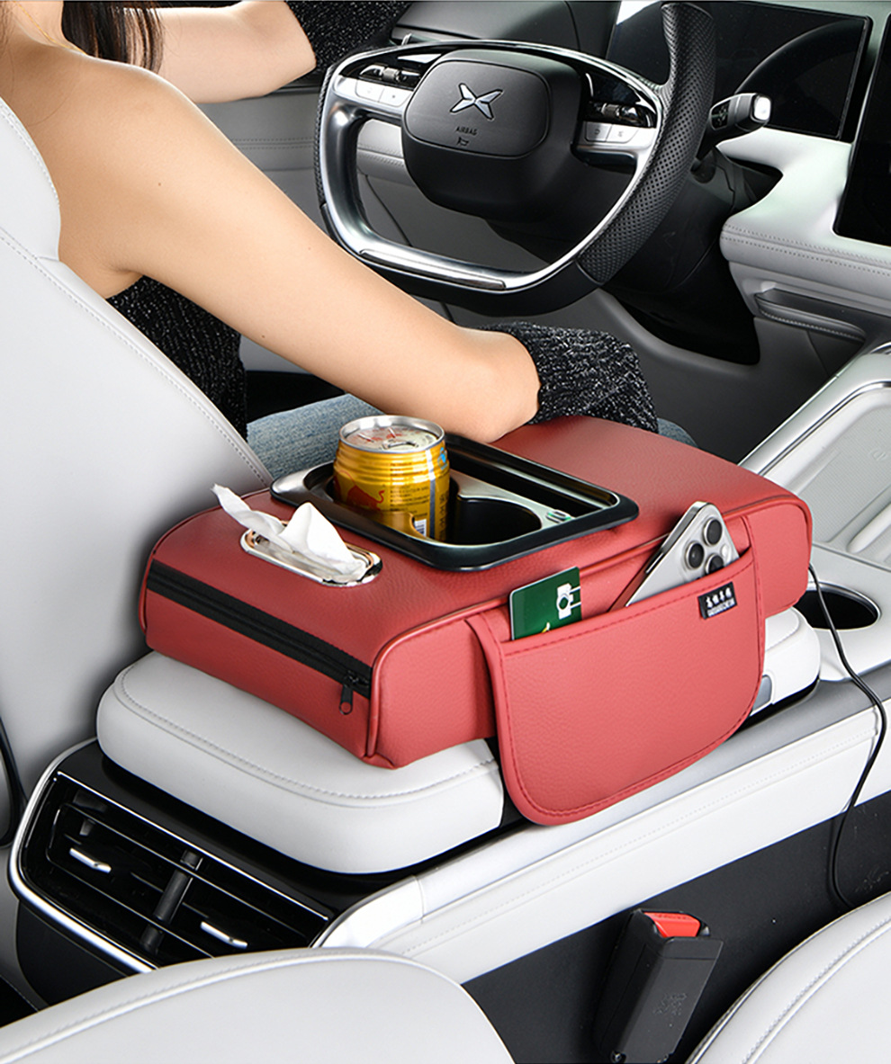 Car Armrest Box Mobile Phone Charging Integrated Small Central Armrest Box Pad Car Multi-Function Cup Holder Mobile Phone Storage