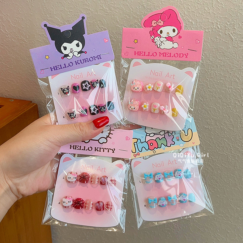 Children's Nail Stickers Little Girl Kulomi Cute Cartoon Nail Stickers Girls Three-Dimensional Wearing Nail Stickers Special Accessories