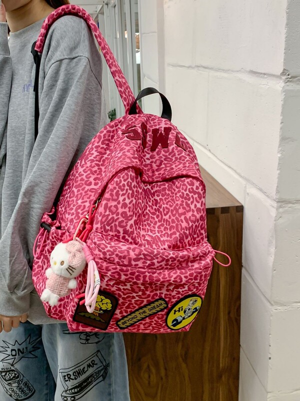 多用途の新しいクロスボーダーヒョウ柄スクールバッグ女性用韓国語版高校生中学生バックパック多用途カジュアル小型バックパック|undefined