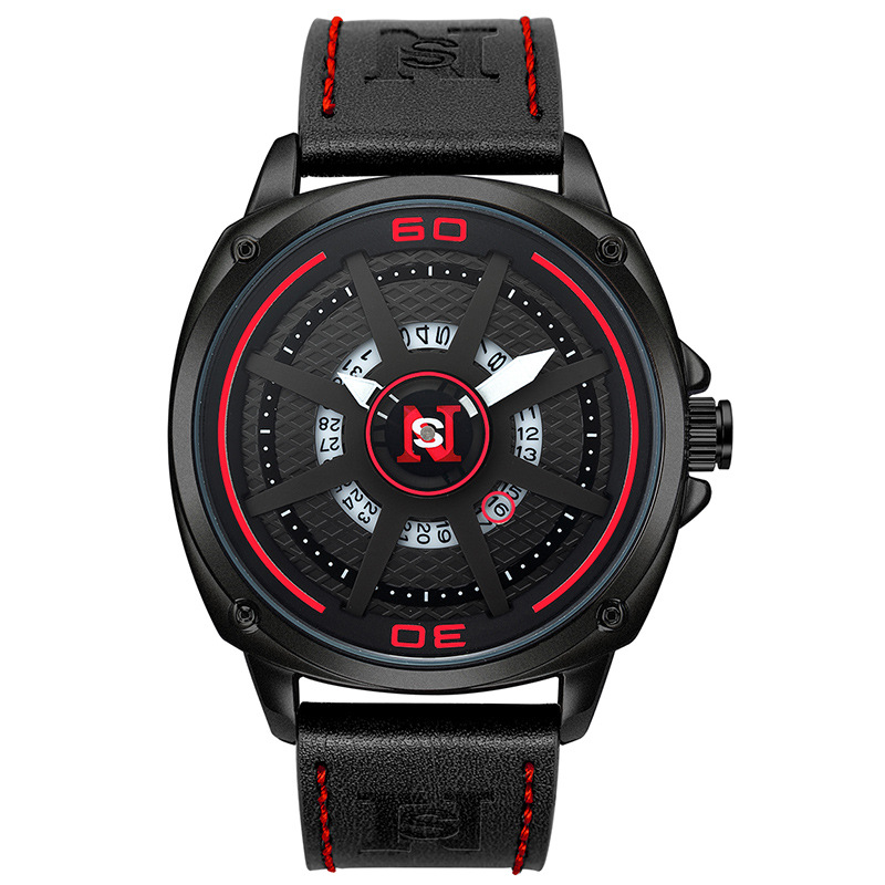 Men's watch waterproof trend large dial belt student fashion quartz watch men's watch non mechanical watch N921_voghion.com