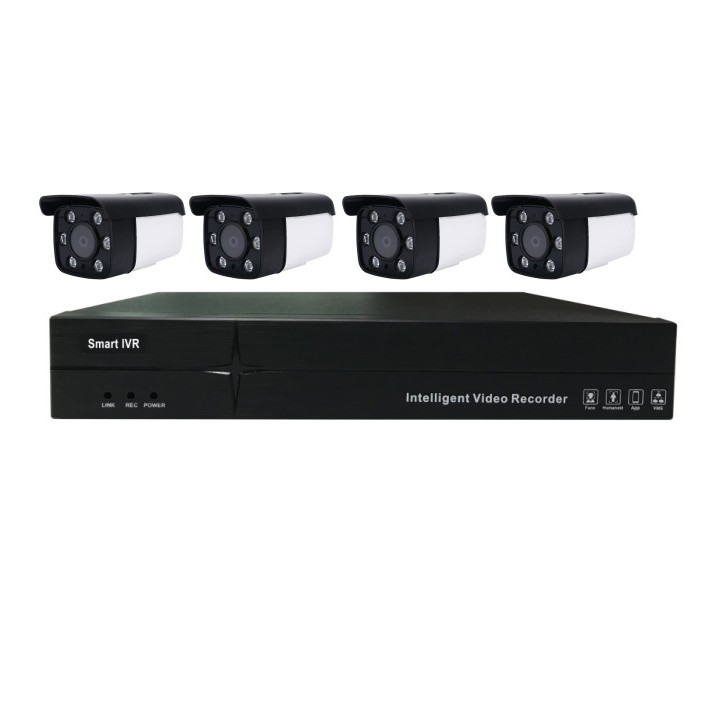 Fabrika Toptan 4 Kanallı POE Güç Kaynağı 5MP Açık Alan Gözetleme Kamerası Seti Ağ HD Dual Light Gece Görüşü Ses Kaydı
