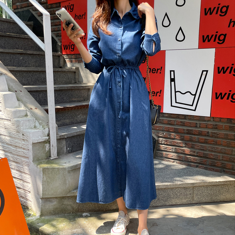 Retro classic denim long-sleeve