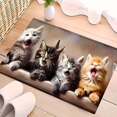 Cross-border cute pet cat decorative floor mat, bathroom absorbent skin-friendly foot mat, easy to maintain, entryway entrance mat, available for dropshipping (Avtomobil döşəmə paspasları) - little-kitten-1-4060cm-crystal-velvet