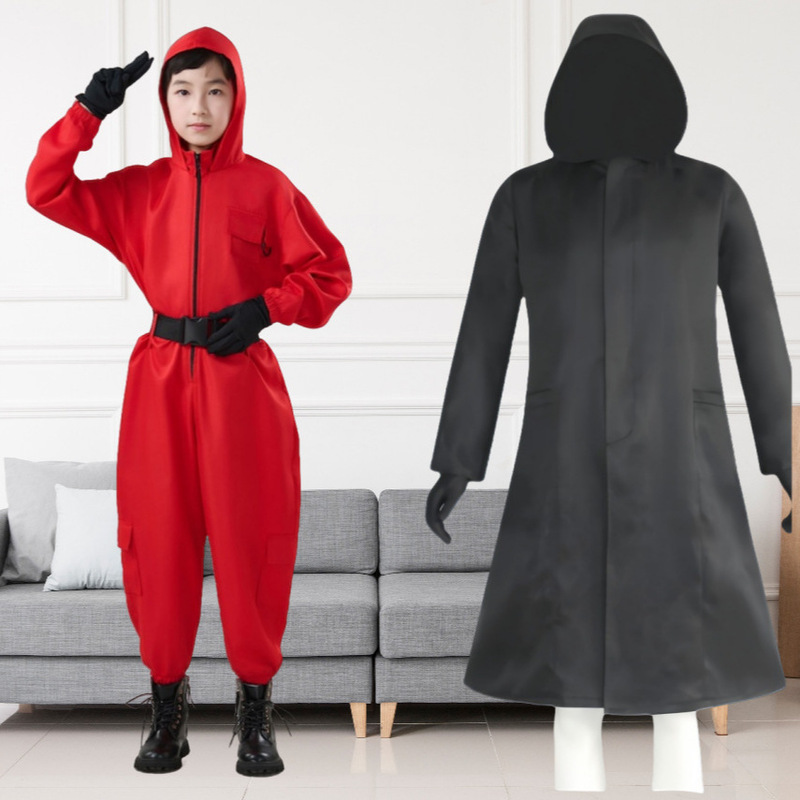 Children's Halloween Paper Money House Cos Costume Adult Red Jumpsuit Set Cross-Border Ready Stock
