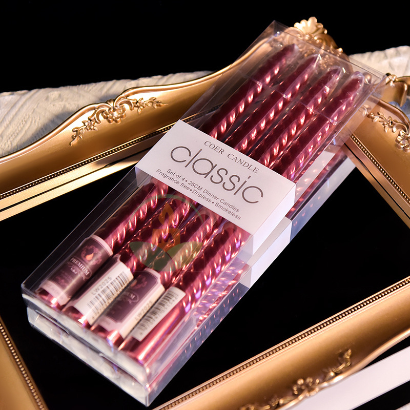 Color de estilo europeo galvanoplastia hilo largo varilla vela al por mayor sin humo boda cumpleaños cono varilla vela transfronteriza Amazon