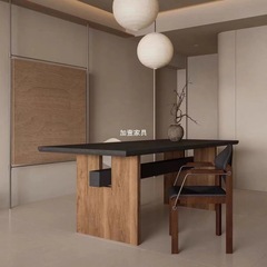 中古风实木餐桌现代简约办公桌书桌子侘寂风民宿家庭长方形工作台