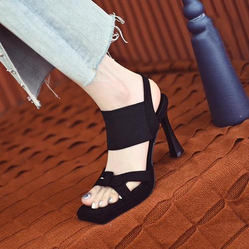 Waterproof Platform Sandals with Toe Post for Women, 2025 Summer New Fashion One Strap Sandals with Skirt, Fine Heel High Heels, Versatile