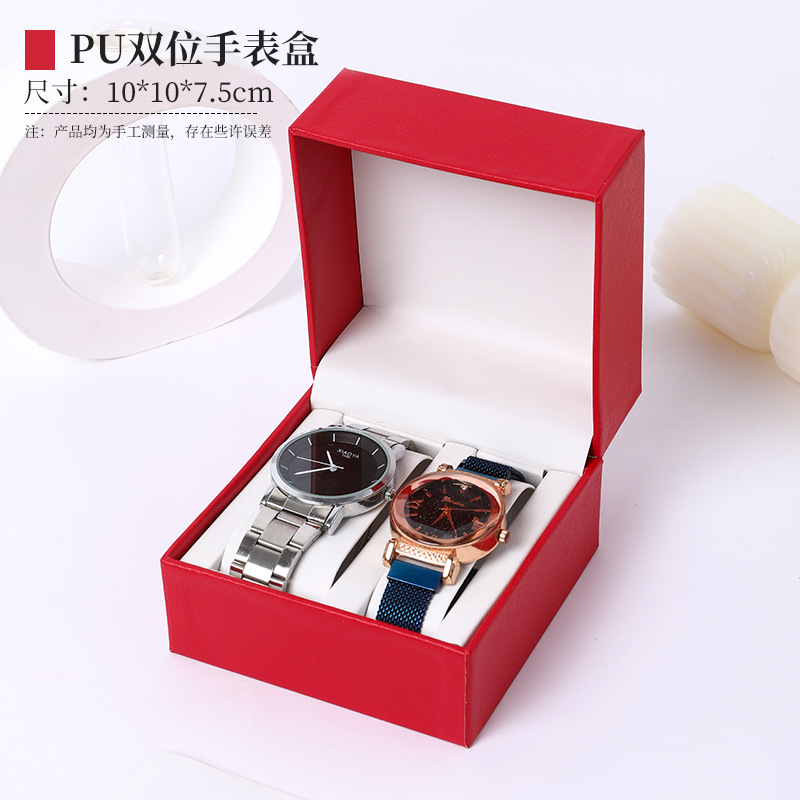 Caja de embalaje para reloj de cuero PU con tapa abatible, caja de almacenamiento cuadrada para reloj mecánico de alta gama, elegante para regalar