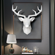 几何欧式招财仿真动物头鹿头壁挂壁饰墙上玄关挂件酒吧墙面装饰品