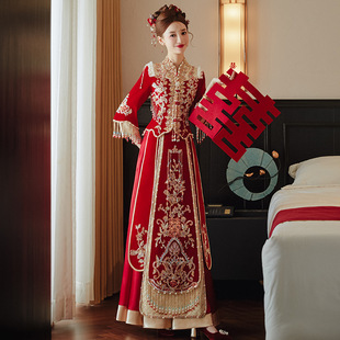 Bride's High-End Velvet Xiuhe Dress 2025 New Autumn High-End Heavy-Duty Slim-Fit Chinese-Style Xiuhe Wedding Dress