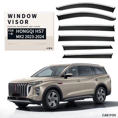 Rain shield – for Hongqi HS7 car window - standard-packing-without-logo-red-flag-hs7-mk2-2023-6pcs-pc-silver-bright-strip-window-rain-shield