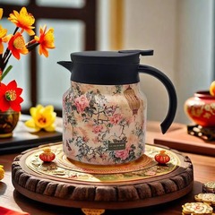 316ステンレス製茶釜 家庭用ハンドル付き茶水分離式茶釜 大容量保温ポット ウォーターボトル