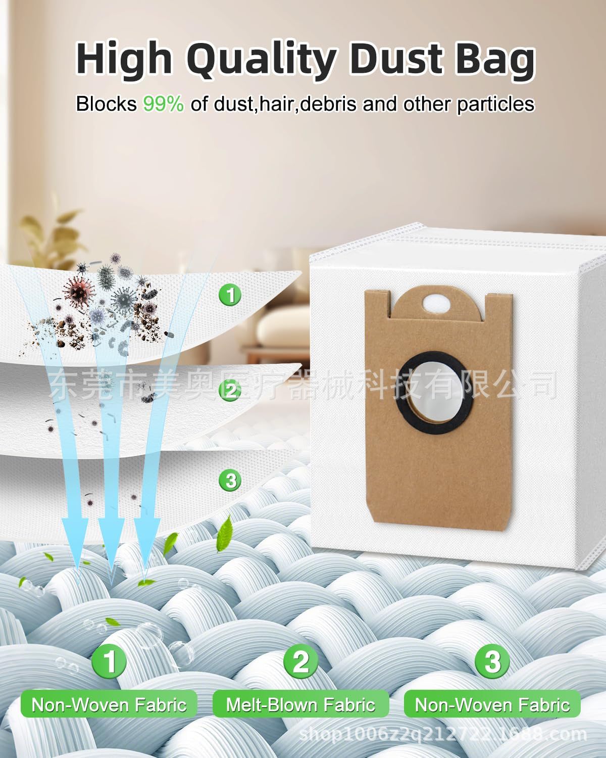 Dust bag accessory for Tikom L8000 Plus robot vacuum cleaner, suitable for Medion X20SW/MD11415