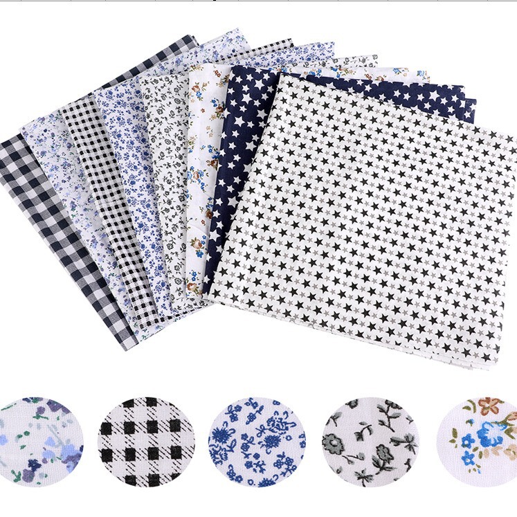 8 pieces of star stripe combination DIY handmade 8 patchwork group plain cotton small floral cotton wholesale
