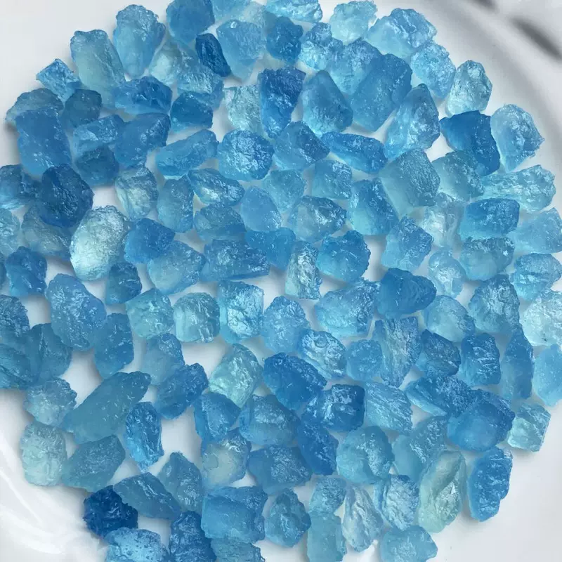 天然海蓝宝原石绕线水晶不规则裸石手工小颗粒原石礼物配饰DIY石