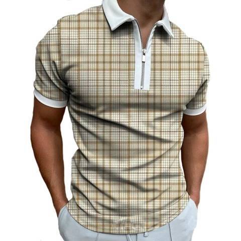Comercio exterior europeo y americano primavera nueva moda casual popular impresión polo camiseta con cremallera hombres envío gratis