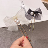 Заколка для волос с бантиком, современная китайская шпилька, аксессуар для волос, простой и элегантный дизайн, фиксаторы в комплекте, в цветочек