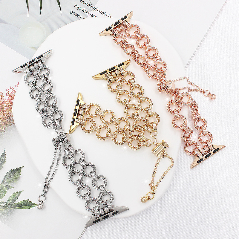 Applicable to Apple Watch steel belt iwatch45678/SE generation smart watch strap new bracelet metal chain terms