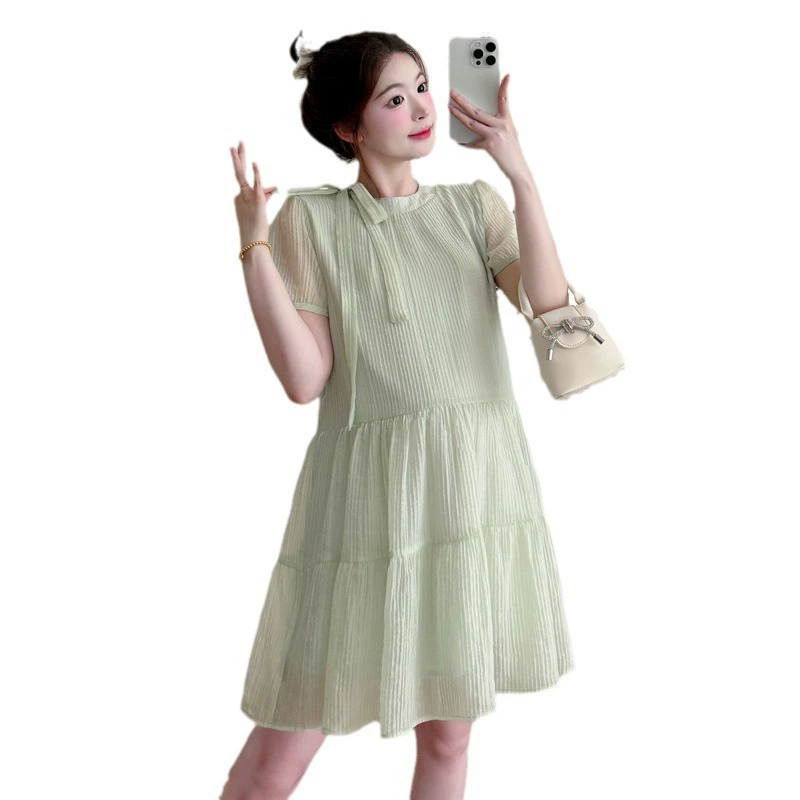 Summer dress for pregnant, skirt, belt with bow, doll, mini-skirt, new collection, for teenagers