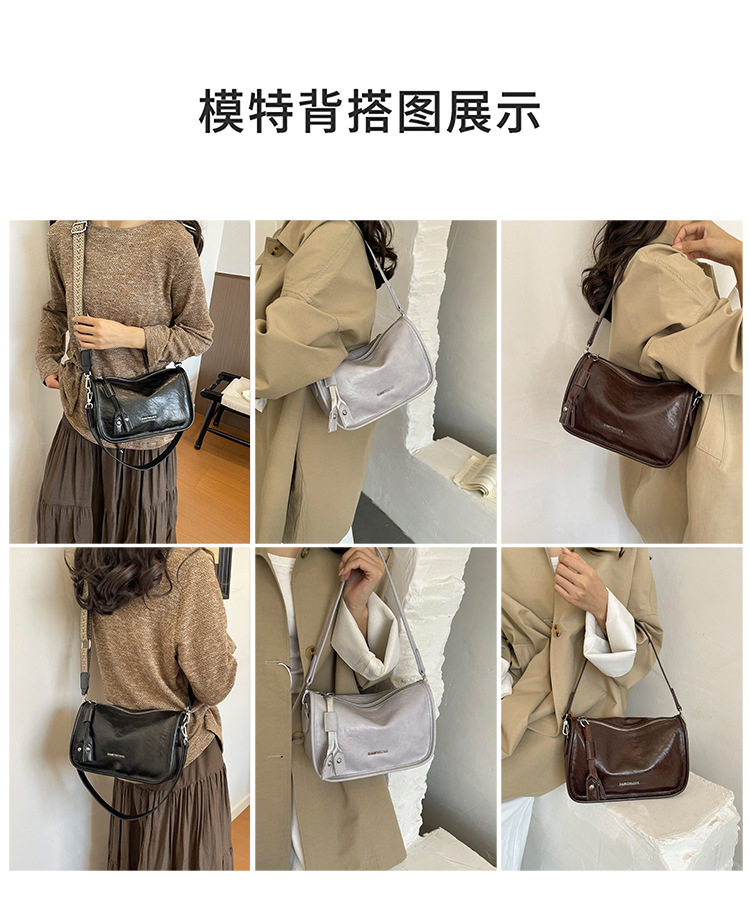 Túi đeo chéo nữ dáng hộp vuông phong cách thanh lịch, dung lượng lớn, có dây đeo đôi — màu cà phê, màu xám, đen chi tiết 8