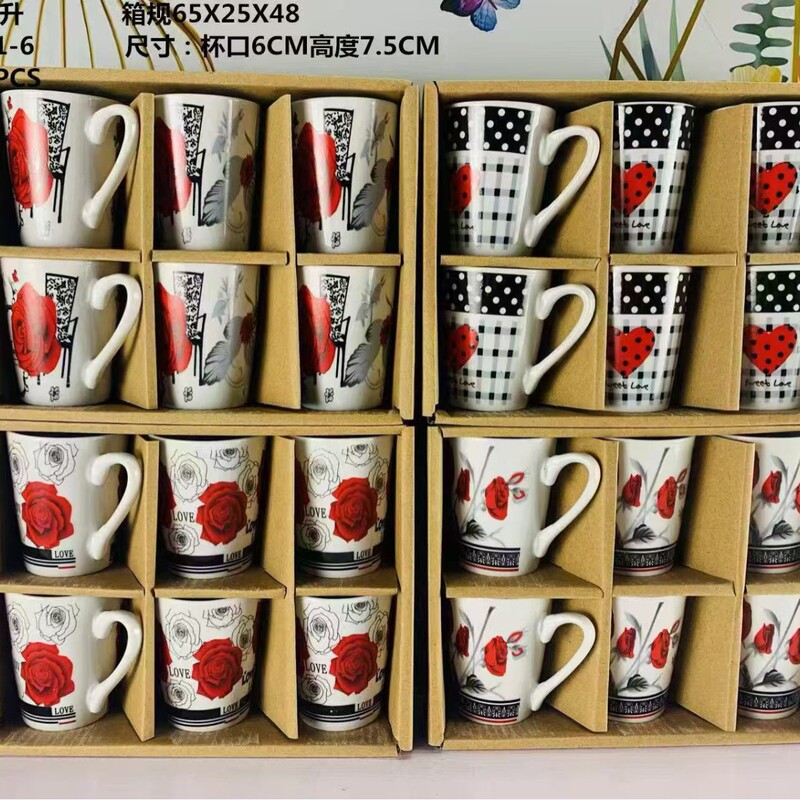 Six/Twelve Sets of Stoneware Cups, One-Cup Guest Cups, Household Drinking Cups, Chinese Ceramic Mugs