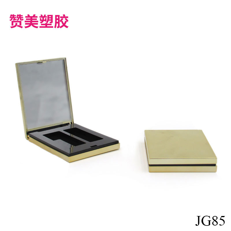 金色双格眼影腮红盒粉饼盒眉粉方形彩妆镜盒空盒JG85腮红盒包材