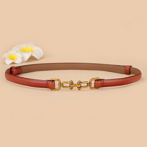 Korean style cowhide thin belt for women, fashionable dress decorative waist chain, versatile suit waist belt factory wholesale