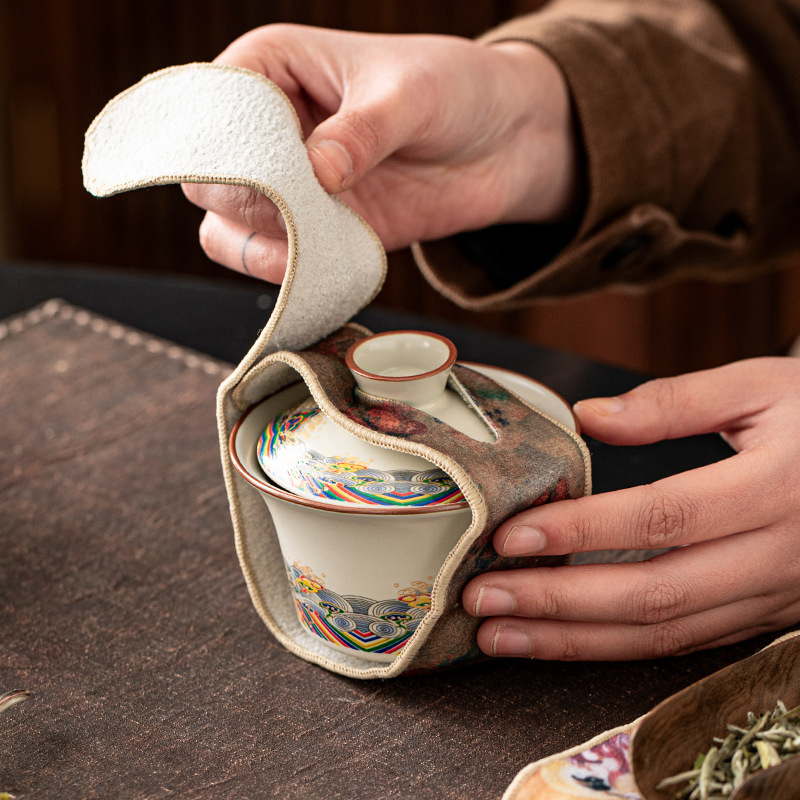 Purple Clay Teapot Protective Strip Travel Tea Set Teapot Teacup Lid Bowl Tie Cloth Strip Outdoor Anti-Collision Tea Accessories