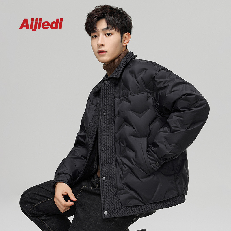 Workplace Style Autumn and Winter 2025 New Short Lapel Lightweight Portable Down Jacket Men's Trendy Brand Loose Jacket Coat