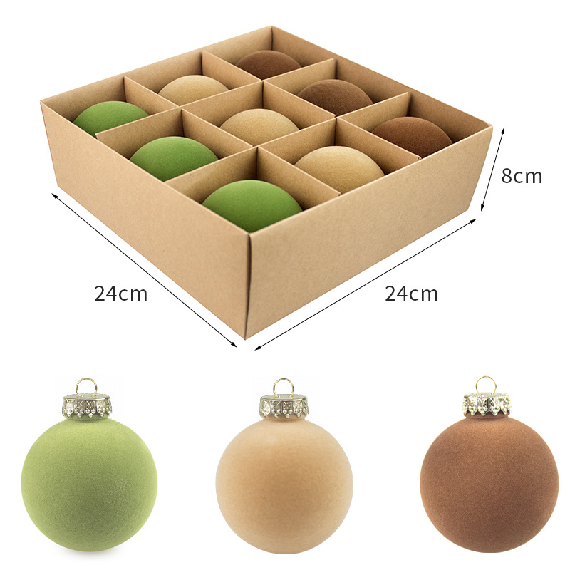 Fábrica directa transfronteriza bola de decoración de Navidad 6cm / 8cm flocado bola de Navidad para imprimir Navidad