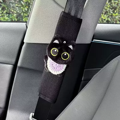 Seat belt shoulder pad Belt Shoulder Pad Cute - purple-saliva-towel-little-black-cat-black-shoulder-pads-assembly-required
