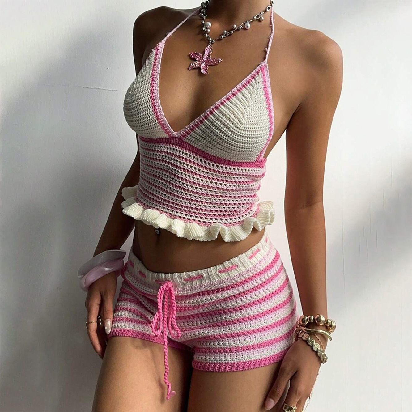 Conjunto de Salida de Baño y Bikini para Playa con Cuello V para Natación image 2