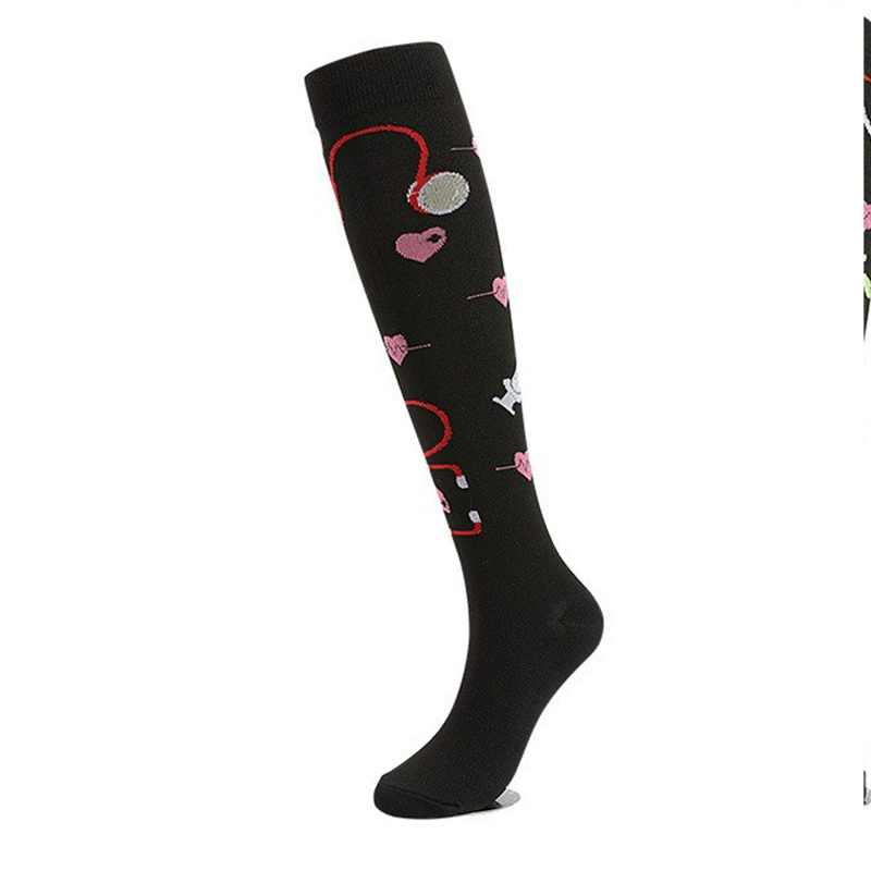 Compression Running Socks, Unisex Jacquard Knee-High Socks, Multiple Patterns, S/M & L/XL