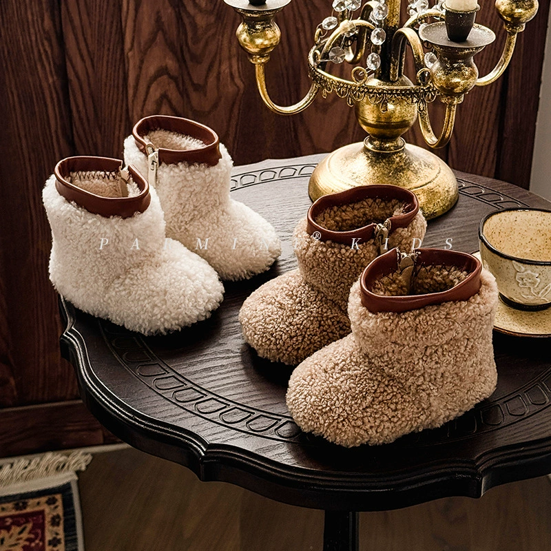 Настоящие шерстяные детские теплые шерстяные хлопчатобумажные сапоги плюшевые толстые зимние новые мужские и женские сапоги снежные сапоги детские сапоги