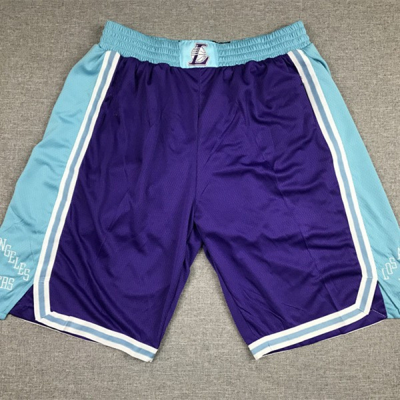 Cross-Border American Spot Wholesale Shorts Lakers New Purple City Version Embroidered Ball Pants Basketball Pants Training Pants