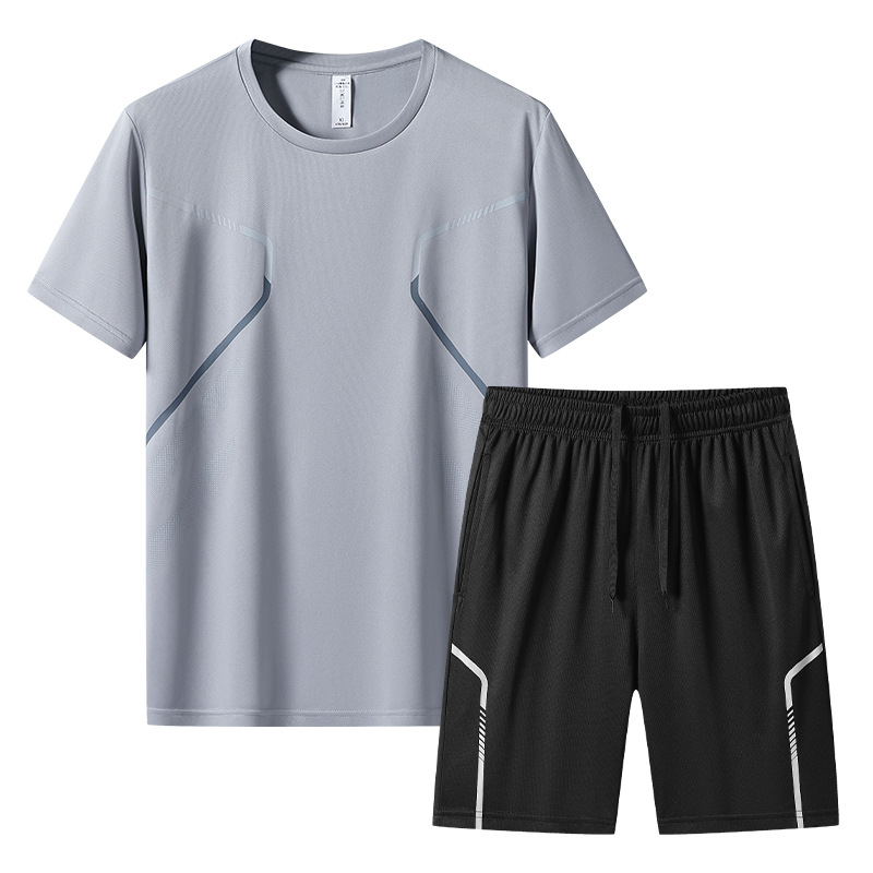 Trajes deportivos de verano para hombres correr mangas cortas ropa seca rápida camiseta de baloncesto ropa de entrenamiento de acondicionamiento físico de comercio exterior dos piezas
