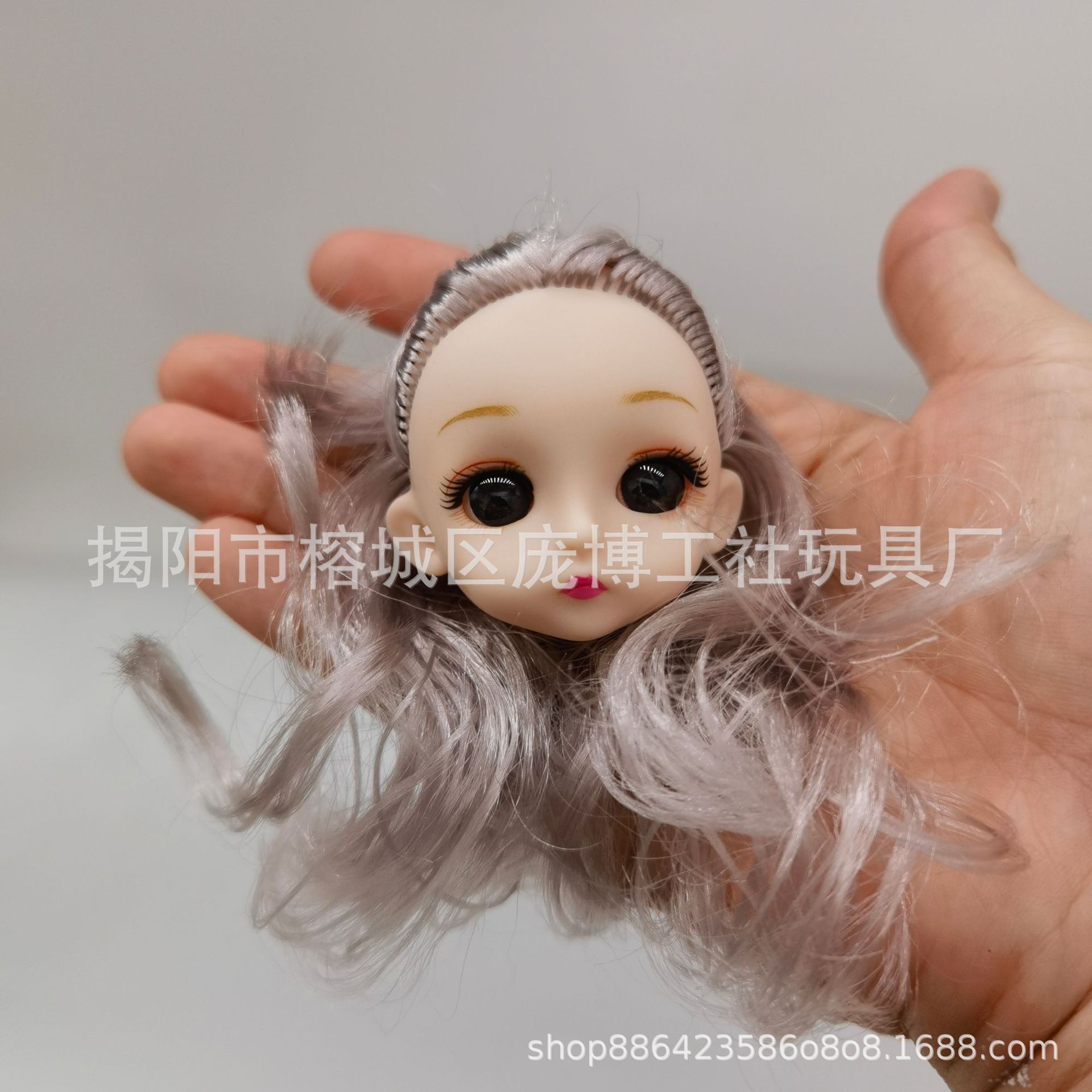 Realistic doll head, toy with accessories plastic, hair accessory, 6 inch, 3D