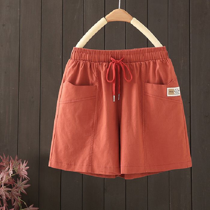Cotton Summer Thin Casual Shorts Women's Design Elastic Waist Tie Loose Slimming High Waist Wide Leg Shorts