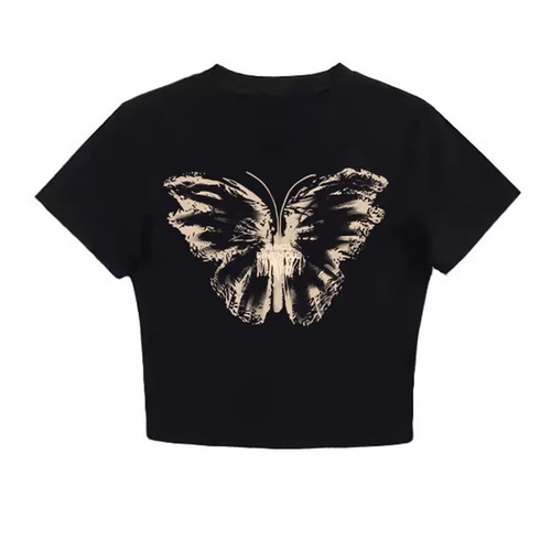 French sweet babes short short-sleeved t-shirt women's new style unique and chic slim design beautiful waist top