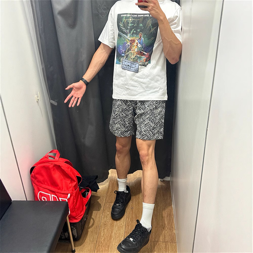 Men's Mid-Length Basketball Sports Shorts Chinese Style Printed Heavy Duty Drape Casual Wide Leg Beach Five Point_viptrois.com