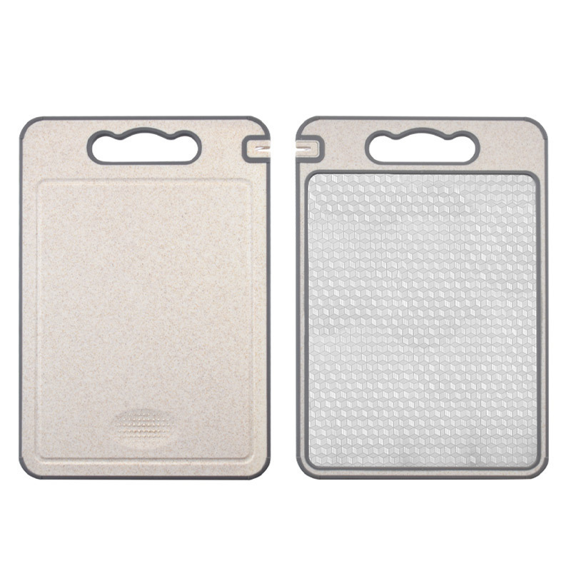 Fábrica de suministro directo de nuevo tipo de cocina doble uso de tablero de paja de trigo de grado alimenticio PP tablero de corte de acero inoxidable tablero de corte de verduras