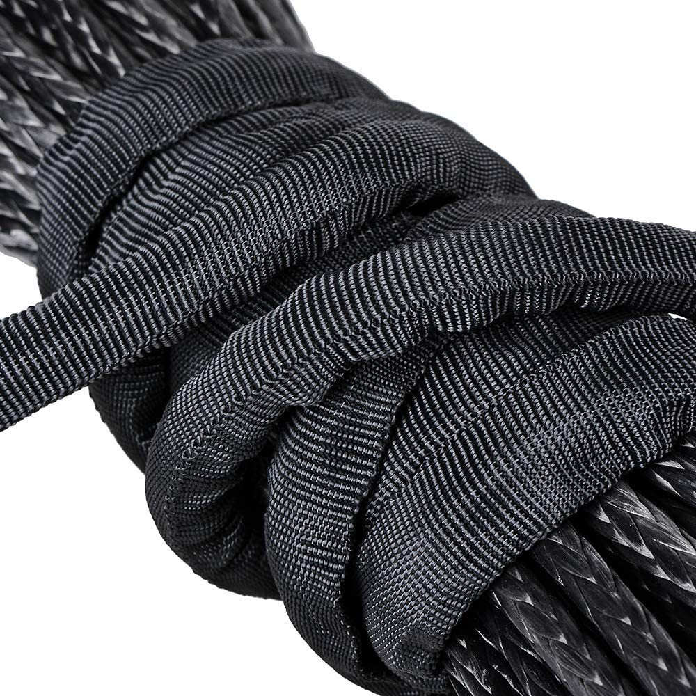 6mm Synthetic Fiber Rope Winch Rope 7700 Pounds 1/4 Polymer Trailer Rope Hook Uhmwpe Electric Winch Extension