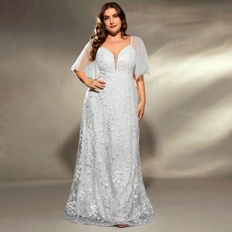Comercio extranjero transfronterizo vestido de noche largo encaje sexy profundo V elegante vestido de dama de honor de la fiesta un cabello