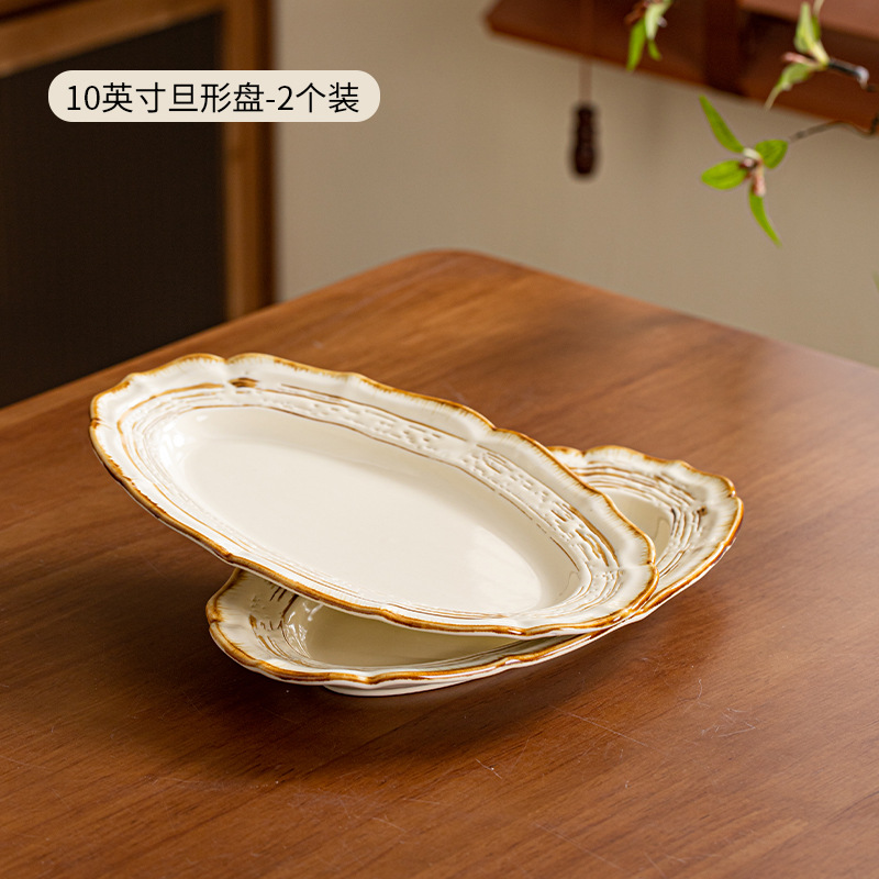 horno retro platos de arroz de cerámica de fideos de cerámica set de platos creativos Jingdezhen