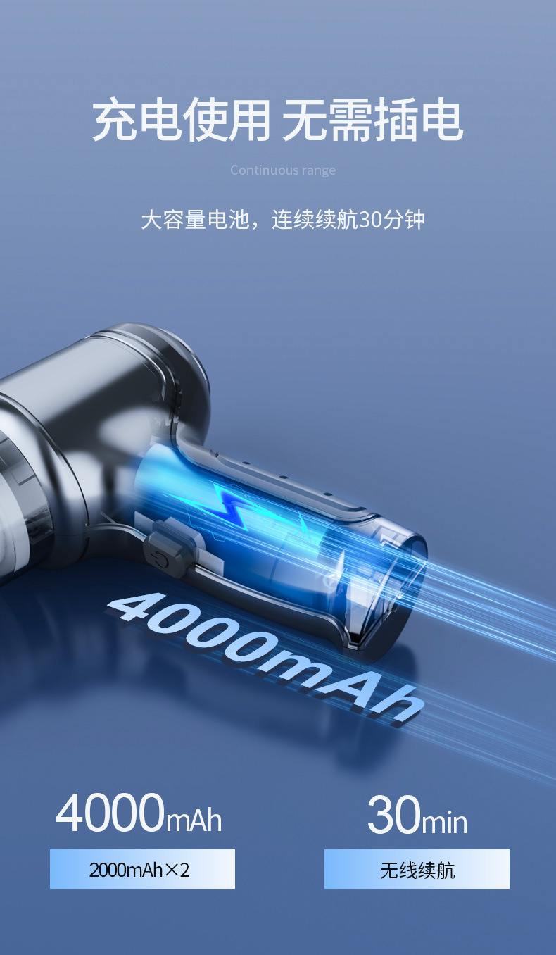 Car Vacuum Cleaner Suction and Blowing All-In-One Brushless Dual-Purpose Car Cross-Border Handheld Wireless Large Suction Car Multi-Function