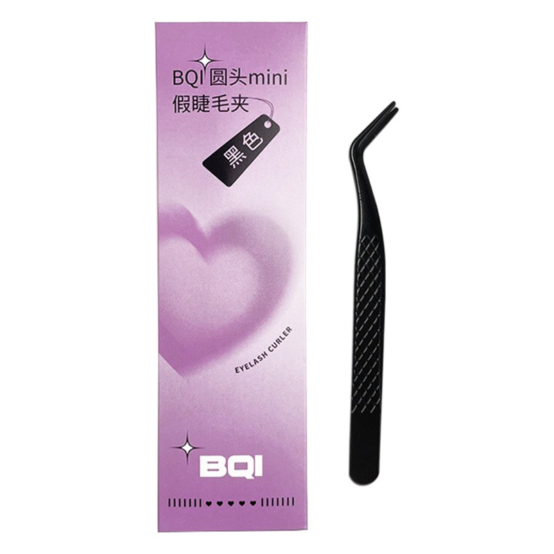 BQI Mini Round Head False Eyelash Tweezers Lazy Grafting Eyelash Novice Clip Eyelash Tight Stainless Steel Eyelash Clip